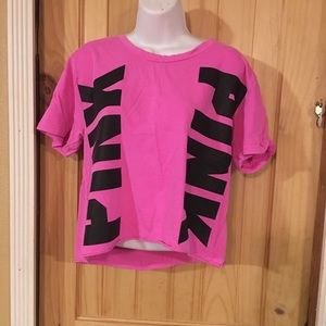 Victoria Secret PINK large pink crop top tee shirt